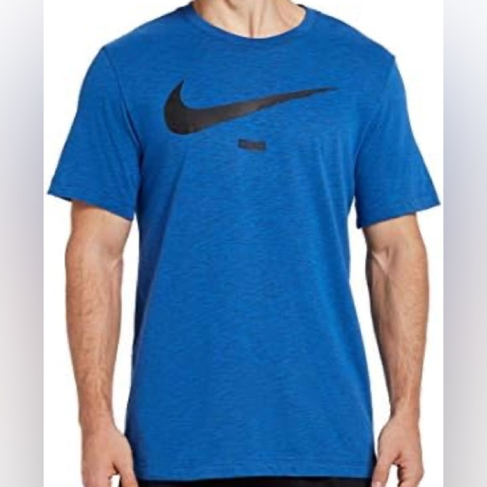 Nike Men's Dri-Fit Black Logo Blue Tee